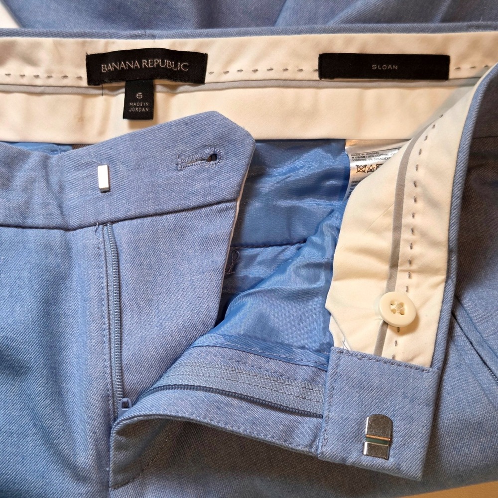 Banana Republic Sloan Zipper P Pants Womens 6 Blue Slim Ankle Dress Quiet Luxury - Picture 3 of 9